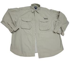 Ex Officio Adventure Wear Mens XXL Vented Fishing Shirt Khaki Long Sleeve Y2K